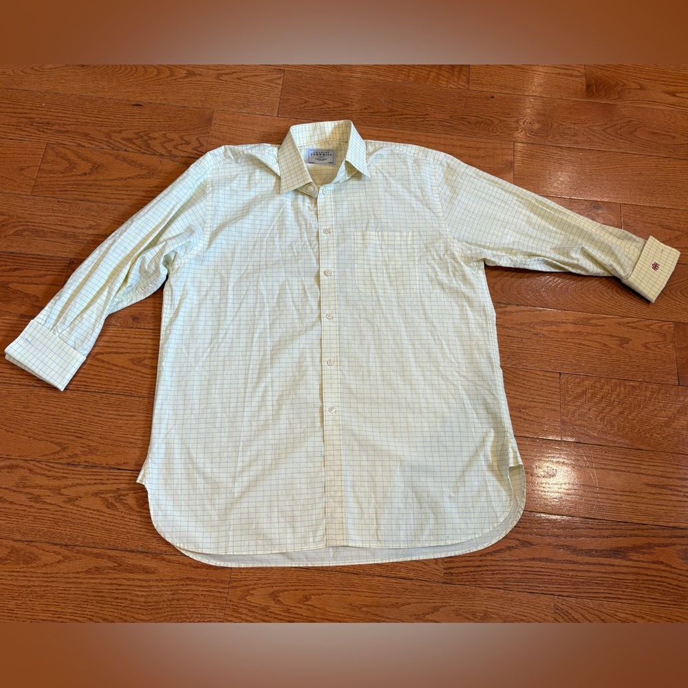 Charles Tyrwhitt Dress Shirt – Men’s 16.5/33 – Pale Yellow Grid Check